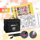 Kit para Colorir CADERNO + CANETAS Premium Caderno com 50 Folhas com Desenhos para Ilustrar +60Cores