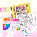 Kit para Colorir CADERNO + CANETAS Premium Caderno com 50 Folhas com Desenhos para Ilustrar +60Cores