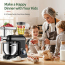 Batedeira Multifuncional 3 Em 1 De 850 W Com Liquidificador E Moedor De Carne, Tigela AçO InoxidáVel De 7,5 Qt, Jarra Vidro De 1,5 L, 6 Velocidades, Para 8 A 12 Pessoas,FáCil De Limpar,Black