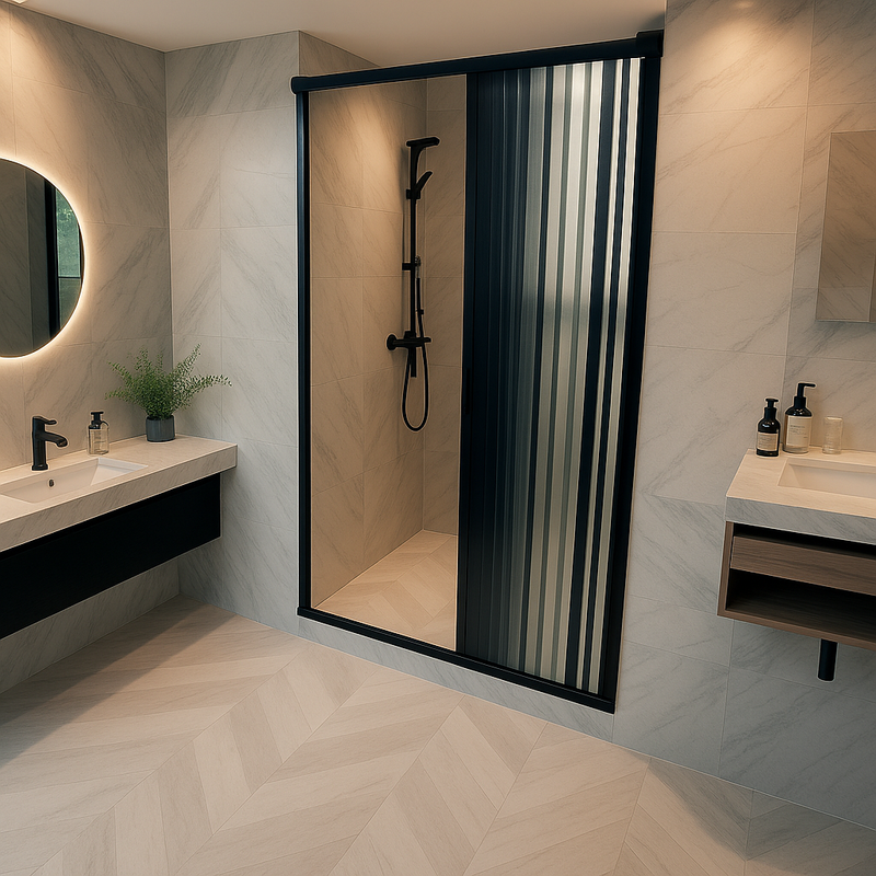 Box Para Banheiro De Pvc - 100/130/160x185cm Sanfonado