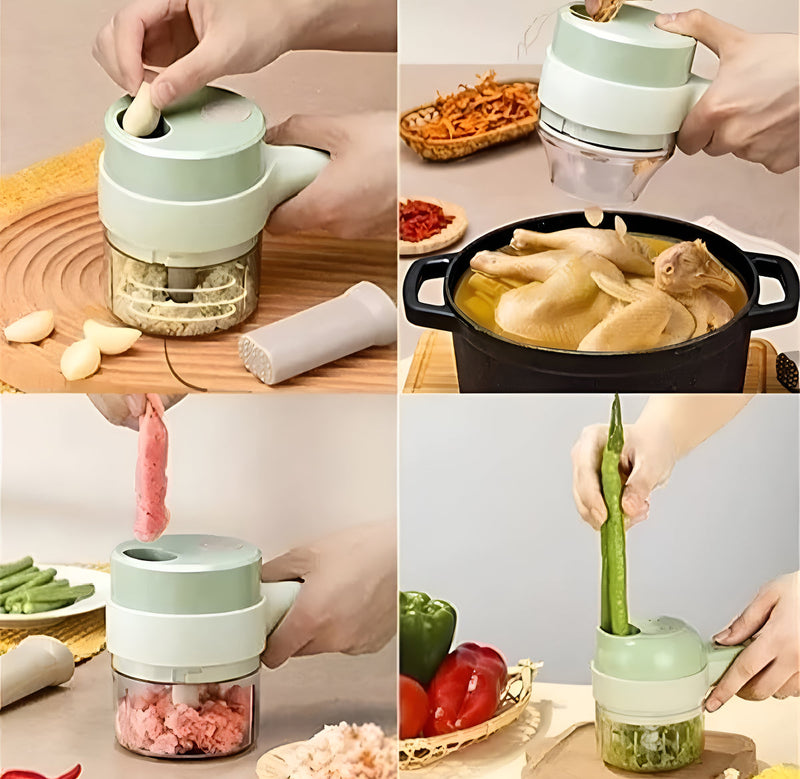 Fatiador Alimentos Elétrico S/ Fio Multifuncional Triturador Cor Verde