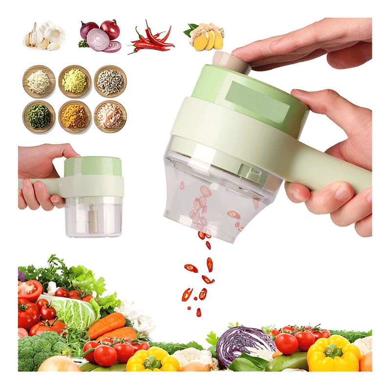 Fatiador Alimentos Elétrico S/ Fio Multifuncional Triturador Cor Verde