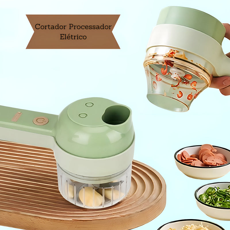 Fatiador Alimentos Elétrico S/ Fio Multifuncional Triturador Cor Verde