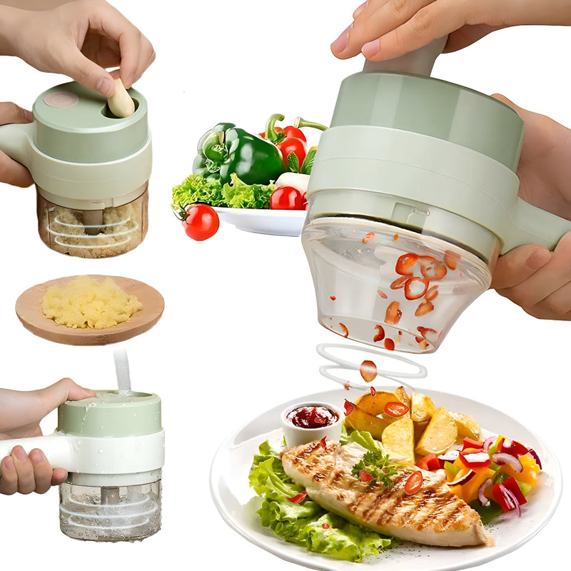 Fatiador Alimentos Elétrico S/ Fio Multifuncional Triturador Cor Verde