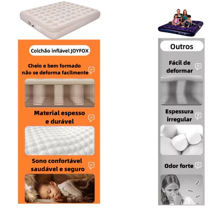 Colchão Inflável Casal King 203*183*28cm Com Bomba Inflável De Bateria De Lítio Embutida E Removível