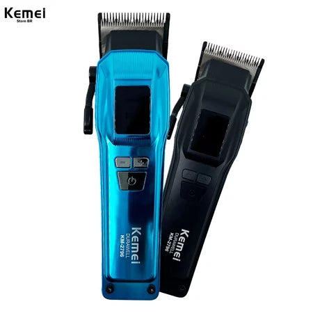 Kemei-KM- 2796 Corte de cabelo profissional, Alta velocidade, 9000 RPM novo Display LCD 10W USB-C