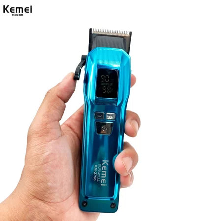 Kemei-KM- 2796 Corte de cabelo profissional, Alta velocidade, 9000 RPM novo Display LCD 10W USB-C