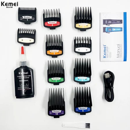 Kemei-KM- 2796 Corte de cabelo profissional, Alta velocidade, 9000 RPM novo Display LCD 10W USB-C