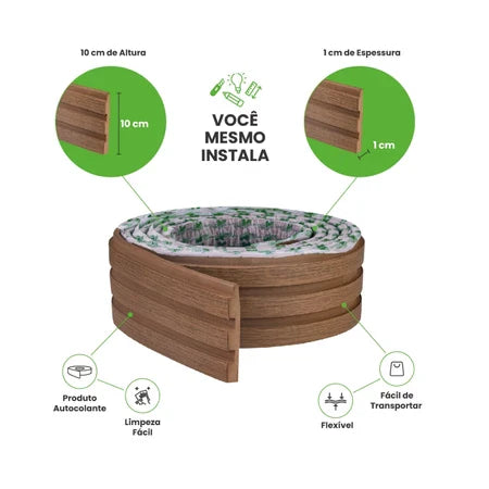 10 Metros Painel Ripado Laminado Autocolante Cor Cinamomo Linha Madeto Meu Rodapé