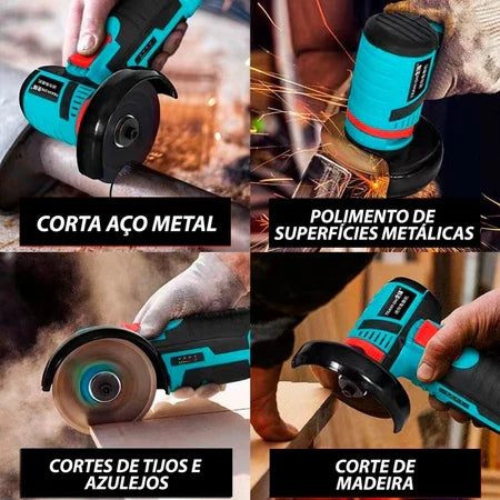Esmerilhadeira Lixadeira Sem Fio Portátil Serra Mármore A Bateria 12V 1800 Miliampere