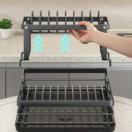 Escorredor de Louça Rack De Cozinha 2 Andares Preto Yesop