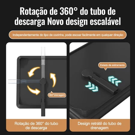 Escorredor de Louça Rack De Cozinha 2 Andares Preto Yesop
