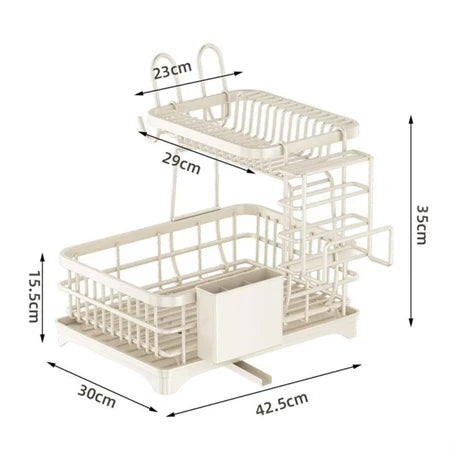 Escorredor de Louça Rack De Cozinha 2 Andares Bege Yesop