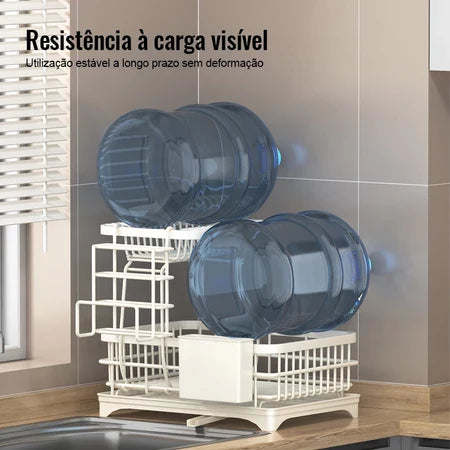 Escorredor de Louça Rack De Cozinha 2 Andares Bege Yesop