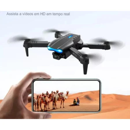 Dli E99 Dobrável Quadcopter Drone Dual Câmera 4k Profissional 2 Bateria