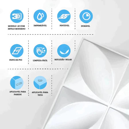 Kit 100 Placas 3D em PVC - Revestimento Para Parede 25x25cm - Decoração Moderna - Envio Imediato