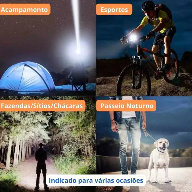 Lanterna Super Potente T9 P90/P50 Tática Forte Potente Sitio Fazenda Acampamento Camping Segurança