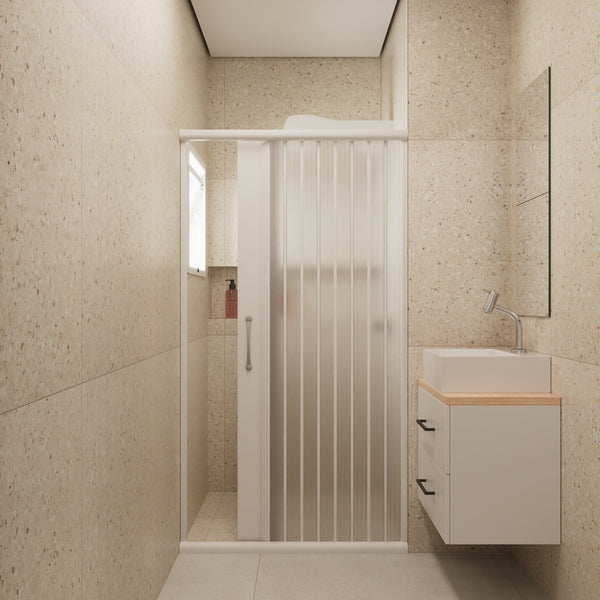 Box Para Banheiro De Pvc - 100/130/160x185cm Sanfonado