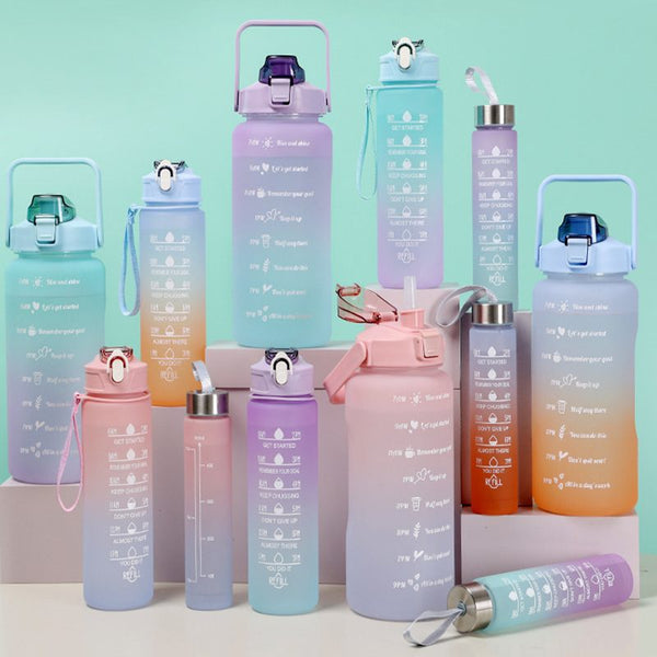 [OFERTA 🔥] Kit Garrafa Colorida Motivacional Squeeze – 03 Peças