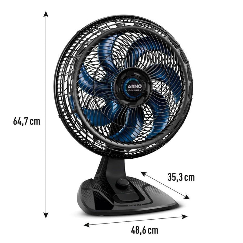 Ventilador de Mesa 40cm 7 Pás Arno Xtreme VE70 Preto com Azul 127V