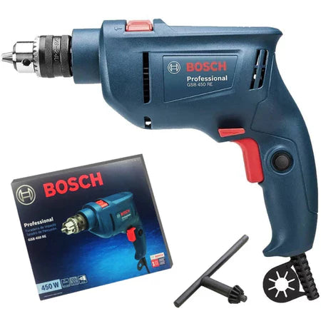 Furadeira Industrial Impacto 3/8 Reversão 450W GSB 450RE + Estojo 30 Peças X-Line BOSCH